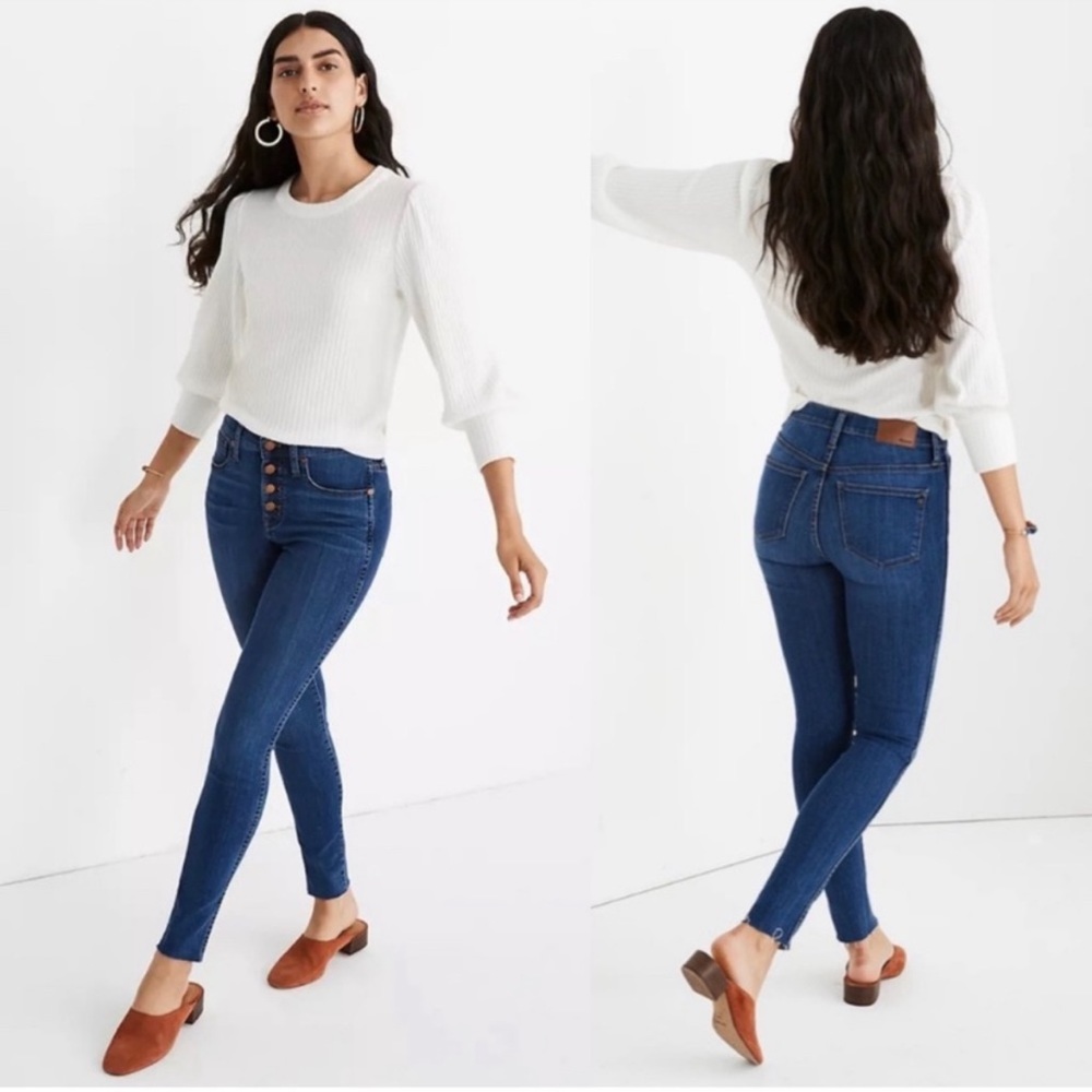 Madewell 10” High Rise Skinny Jeans Button Front Size 29 Brinville Wash
